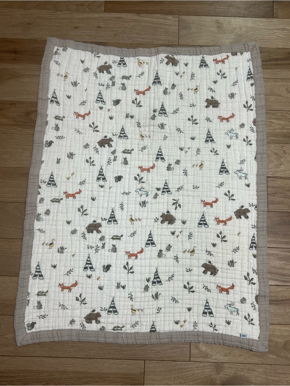 Little Unicorn Forest Friends Woodland Animal Baby Blanket with Neutral Trim
